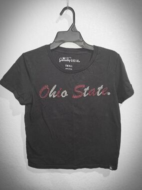 Gameday Social Ohio State Rhinestone Black Graphic Tee Size Small